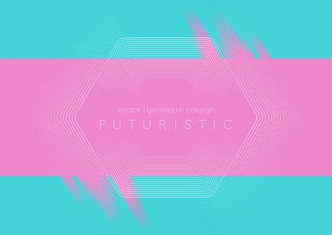 Linear hexagonal shape on the pink blue contrast minimal background 스톡 일러스트