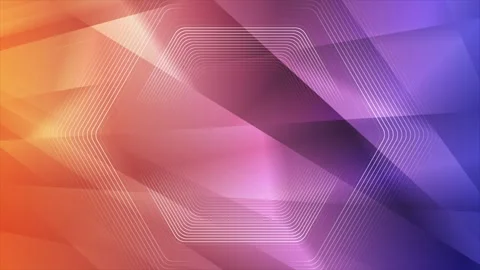 Linear hexagonal shape on the violet orange low poly glossy motion background Vidéo 309854783