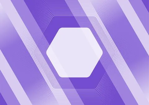Linear hexagonal shapes on the violet striped minimal background Stock Illustration