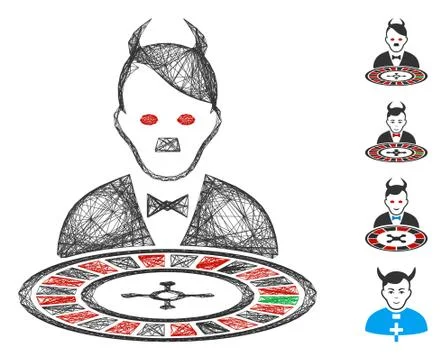 Linear Hitler Devil Roulette Croupier Vector Mesh 스톡 일러스트