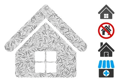 Linear Home Icon Vector Collage Ilustração Stock