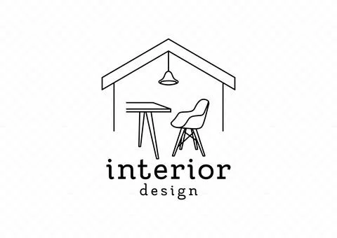 Linear home interior vector logo Stock Illustration