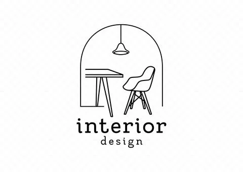 Linear home interior vector logo Stock Illustration