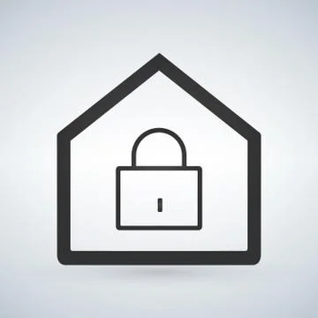 Linear home lock icon, vector illustration isolated on modern background. Illustrazione stock