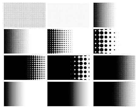Linear Horizontal Halftone Patterns Collection - vector illustration Stock Illustration