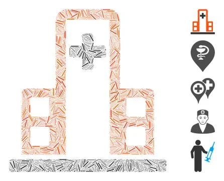 Linear Hospital Building Icon Vector Collage Ilustración de archivo