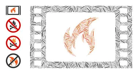 Linear Hot Movie Icon Vector Collage イラスト素材