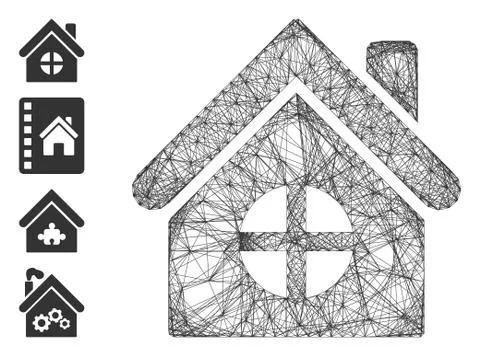 Linear House Building Vector Mesh Ilustración de archivo