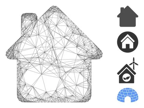 Linear House Vector Mesh 스톡 일러스트