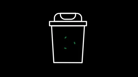 Linear Icon of Bin Recycle Icon Animation on black background. Drawing Outl.. Stock Footage 305709493