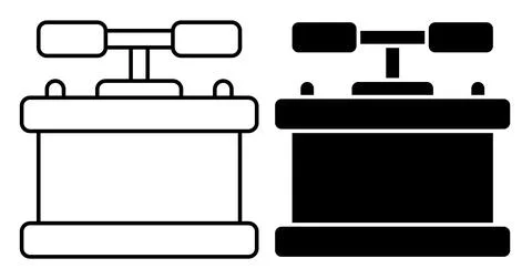 Linear icon. Box with handles for detonating dynamite charge at mining site.  库存插图