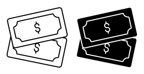Linear icon. Bundle of dollars. Saving money and using cash. Simple black and Stock Illustration