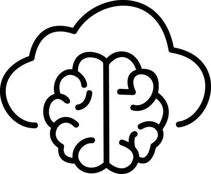Linear icon of cloud artificial intelligence brain Illustrazione stock