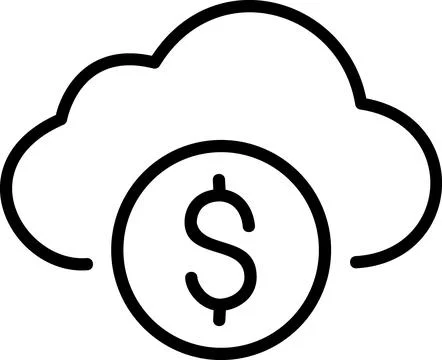 Linear icon of cloud financial payment money Ilustração Stock