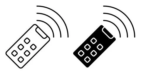 Linear icon. Control tv panel with radio waves. Remote control of electronic  Illustrazione stock