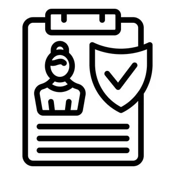 A linear icon depicting personal data protection with a user avatar and a shield Stock Illustration