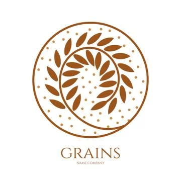Linear icon of grains of wheat or other grain crops. Stock Illustration