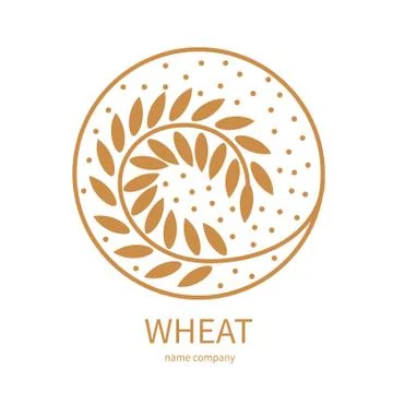 Linear icon of grains of wheat or other grain crops. Stock Illustration