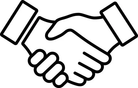 Linear icon of handshake as concept of trust and support 库存插图