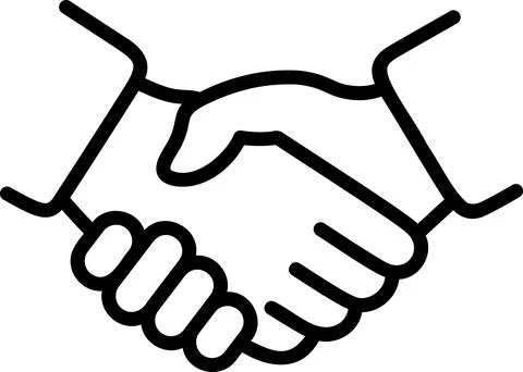 Linear icon of handshake of two hands as concept of trust, commitment Illustrazione stock
