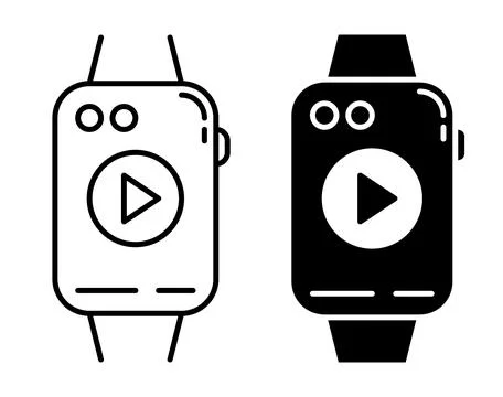 Linear icon. High tech smart wristwatch with music playback function. Simpl.. Stock Illustration