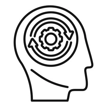 Linear icon illustrating the concept of thought process, mental work, and Stock Illustration