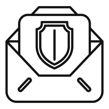 Linear icon illustration of an envelope with a shield, symbolizing email Stock Illustration