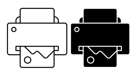 Linear icon. inkjet printer. Printing documents in office using copiers. Simp Stock Illustration