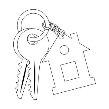 Linear icon keys with keychain. vector isolated on a white background Stock Illustration