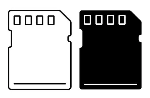 Linear icon. Memory card for storing information. Micro card for copying and  Illustrazione stock