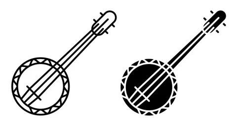 Linear icon. National musical string instrument bungee. Simple black and wh.. Stock Illustration
