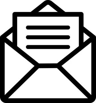 Linear icon of opened envelope with letter as a correspondence symbol Stock Illustration