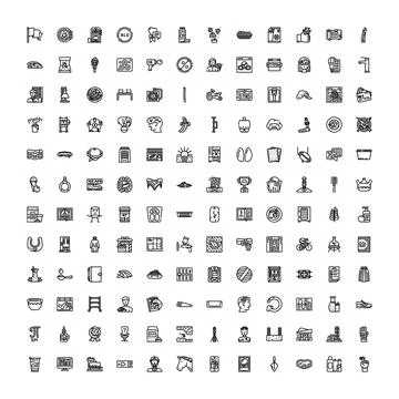 Linear icon pack creating a large collection of symbols Stock Illustration