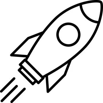 Linear icon of a rocket as a business startup Foto stock