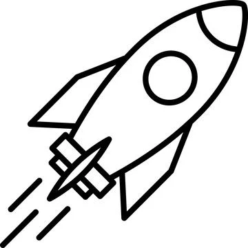 Linear icon of a rocket ship as a creative business idea Stock Photos