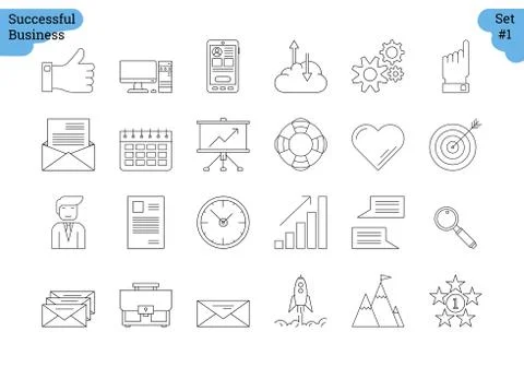 Linear icon set 1 - BUSINESS Stock Illustration