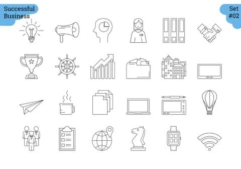 Linear icon set 2 - BUSINESS Stock Illustration