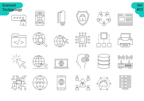 Linear icon set 3 - INTERNET OF THINGS Stock Illustration