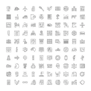 Linear icon set illustrating modern business concepts Illustrazione stock