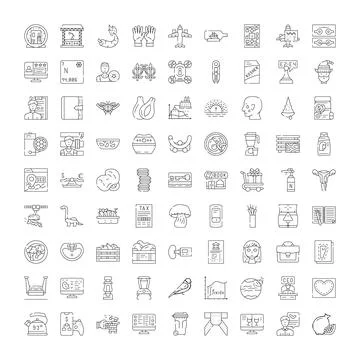 Linear icon set for web design and development 库存插图