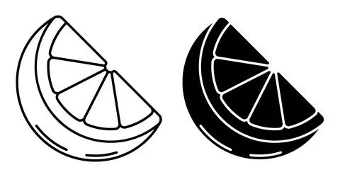 Linear icon, sliced Orange fruit, juicy citrus. Harvesting tropical fruits... Illustrazione stock