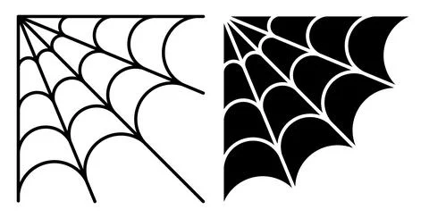 Linear icon. Spider corner web in corner of room. Design element for Hallow.. Stock Illustration