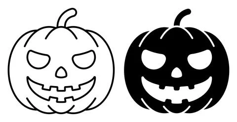 Linear icon. Spooky Pumpkin fruit. Autumn Halloween pumpkins. Simple black an Stock Illustration