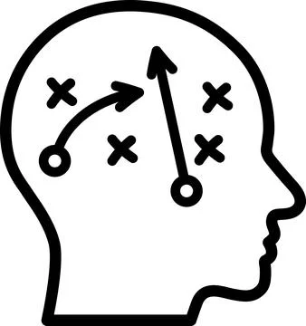 Linear icon of strategy in the human head as a concept of tactic or strategic Stock Photos