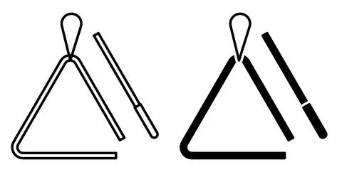 Linear icon. Triangular musical instrument vibrating at different frequenci.. Illustrazione stock