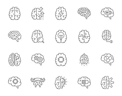 Linear icons for brain activity Illustrazione stock