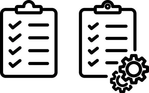 Linear icons of checklist as technical support Stock Illustration