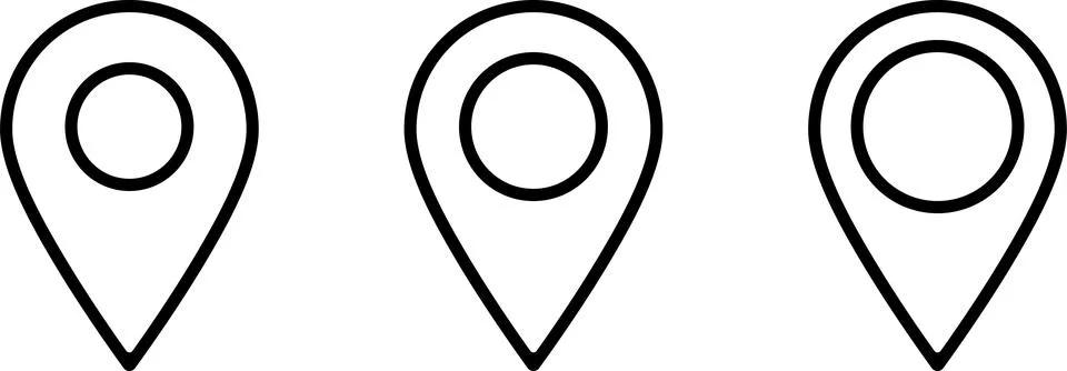 Linear icons of map pin as navigation concept Stock Illustration