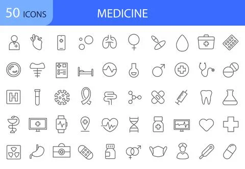 Linear icons of medicine. Stock Illustration