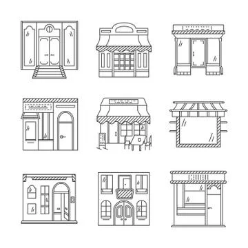 Linear icons for storefronts Stock Illustration